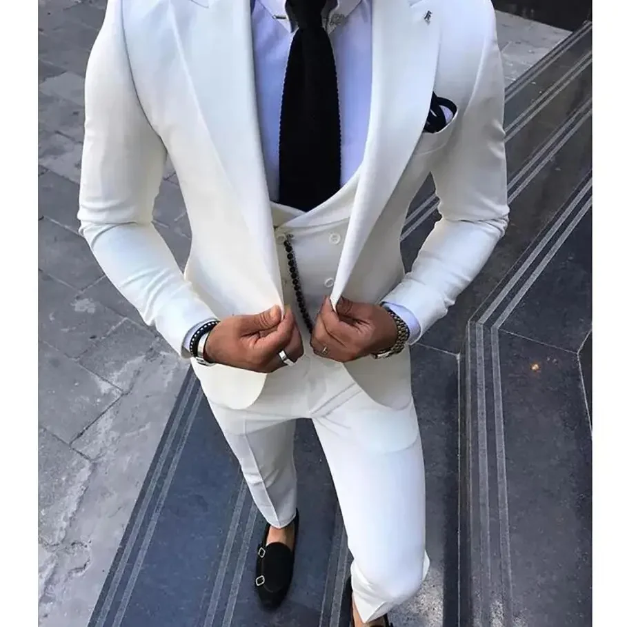 New White Slim Fit Suits for Men with Double Breasted Waistcoat Wedding Male Fashion Three Pieces(Jacket+Vest+Pants)
New White Slim Fit Suits for Men with Double Breasted Waistcoat Wedding Male Fashion Three Pieces(Jacket+Vest+Pants)
