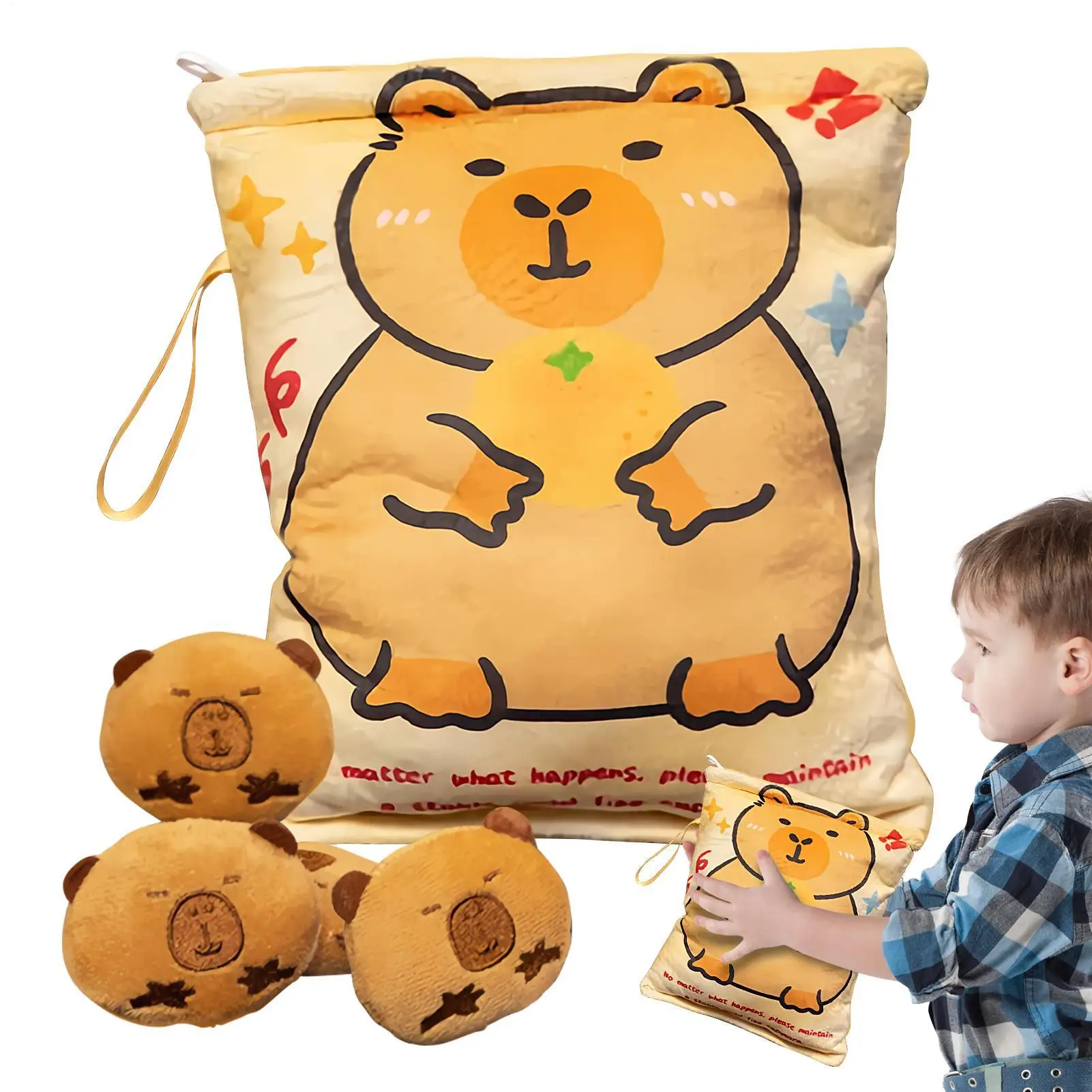 Bag For Snacks Capybara Doll Plush Snack Bag Soft Hugging Pillow With Lanyard Keychain With 4 Dolls For Preschoolers Students
Bag For Snacks Capybara Doll Plush Snack Bag Soft Hugging Pillow With Lanyard Keychain With 4 Dolls For Preschoolers Students