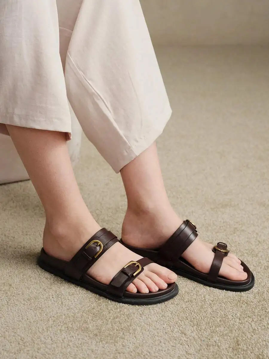 Women Brown Flat Sandals With Buckle Strap Comfort Casual Beach Shoes
Women Brown Flat Sandals With Buckle Strap Comfort Casual Beach Shoes