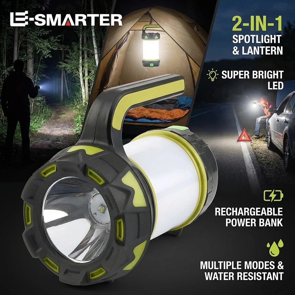 USB Rechargeable Waterproof Portable Camping Lantern Lamp T6 Beads Flashlight Emergency Outdoor Searchlight With COB Sidelight
USB Rechargeable Waterproof Portable Camping Lantern Lamp T6 Beads Flashlight Emergency Outdoor Searchlight With COB Sidelight