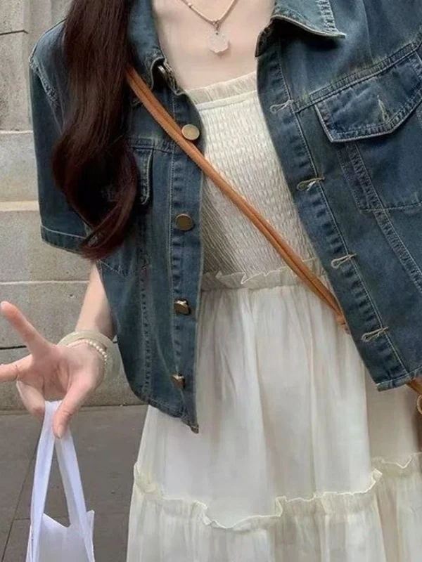 Гонконгский винтажный воротник ort Sve Denim Jaet Женский весенне-летний свободный крой, маленький размер, универсальный ...
Гонконгский винтажный воротник ort Sve Denim Jaet Женский весенне-летний свободный крой, маленький размер, универсальный ...
