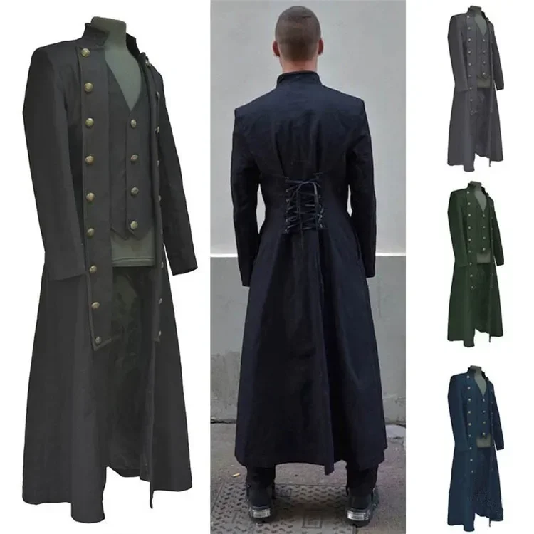Cosplay Vintage Medieval Men Costumes Steampunk Gothic Black Long Jacket Coat Vampire Pirate Halloween Carnival Dress Up Outfit
Cosplay Vintage Medieval Men Costumes Steampunk Gothic Black Long Jacket Coat Vampire Pirate Halloween Carnival Dress Up Outfit