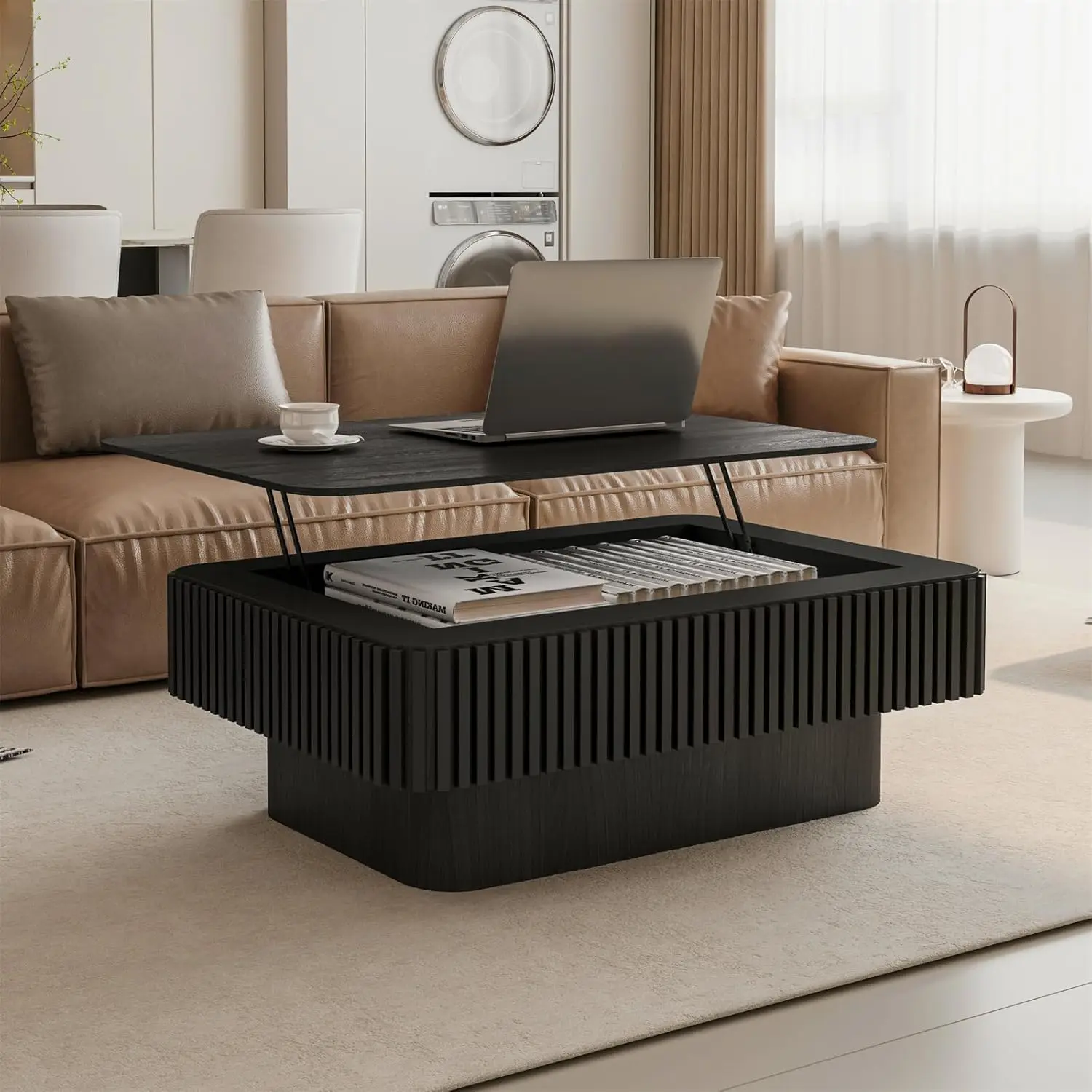 Lift Top Coffee Table For Living Room, Accent Fluted Coffee Table With Storage, Modern Solid Wood Veneered, Customized
Lift Top Coffee Table For Living Room, Accent Fluted Coffee Table With Storage, Modern Solid Wood Veneered, Customized