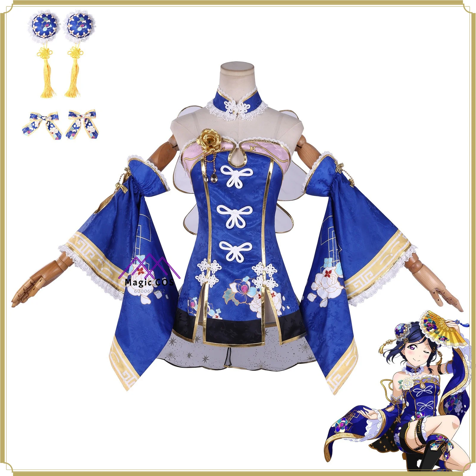 Women's Kanan Matsuura Cosplay Costume - High Quality Full Set Embroidered Cheongsam Tassel Anime Clothes Comic Con Party Suit
Women's Kanan Matsuura Cosplay Costume - High Quality Full Set Embroidered Cheongsam Tassel Anime Clothes Comic Con Party Suit