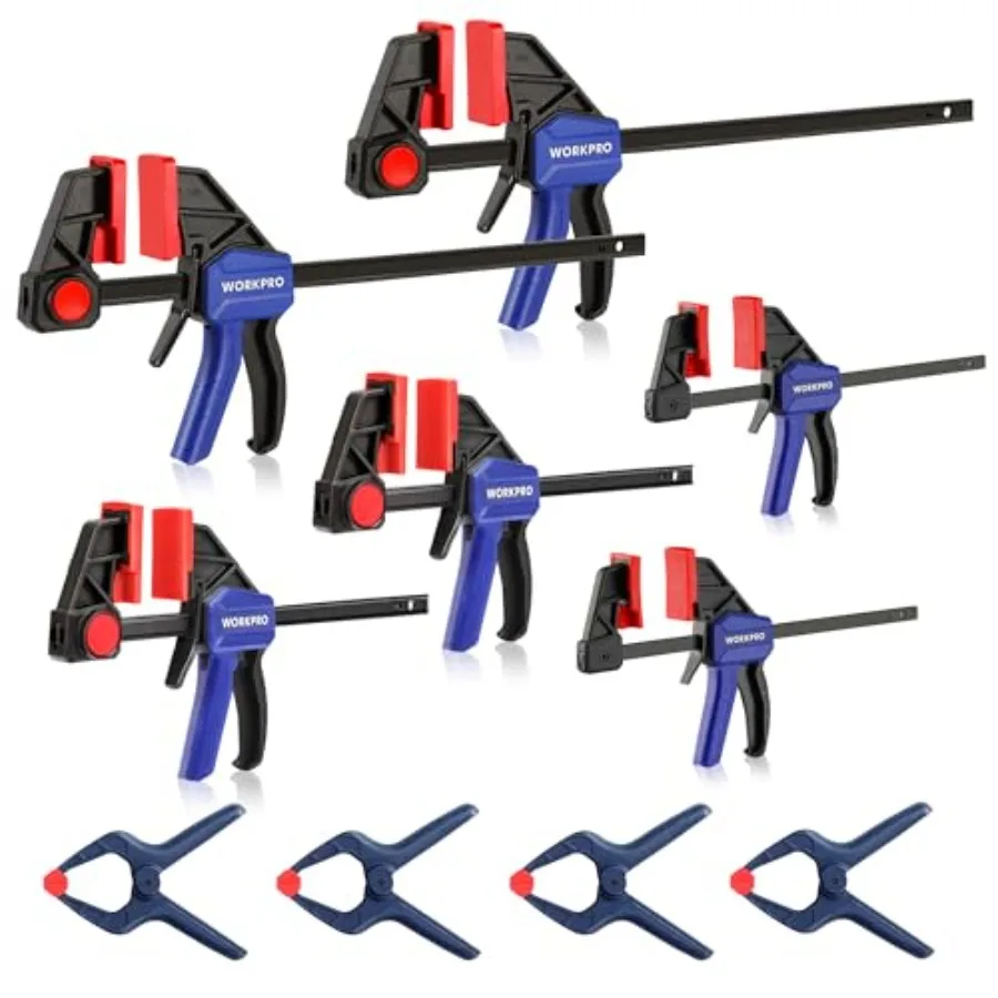 10-Pack Bar Clamps for Woodworking, 6-Inch 2 Mini and (2) Light Duty and 12-Inch (2) Wood Clamps and 4-1/2-Inch (4) Spring Clam
10-Pack Bar Clamps for Woodworking, 6-Inch 2 Mini and (2) Light Duty and 12-Inch (2) Wood Clamps and 4-1/2-Inch (4) Spring Clam