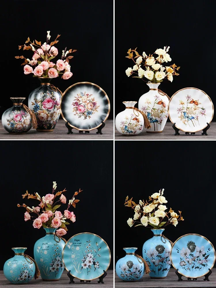 3PCS Chinese Ceramic Plate Vase+Fake Flower Set Ornaments Home room Desktop Accessories Crafts Club Restaurant Figurines Decor
3PCS Chinese Ceramic Plate Vase+Fake Flower Set Ornaments Home room Desktop Accessories Crafts Club Restaurant Figurines Decor