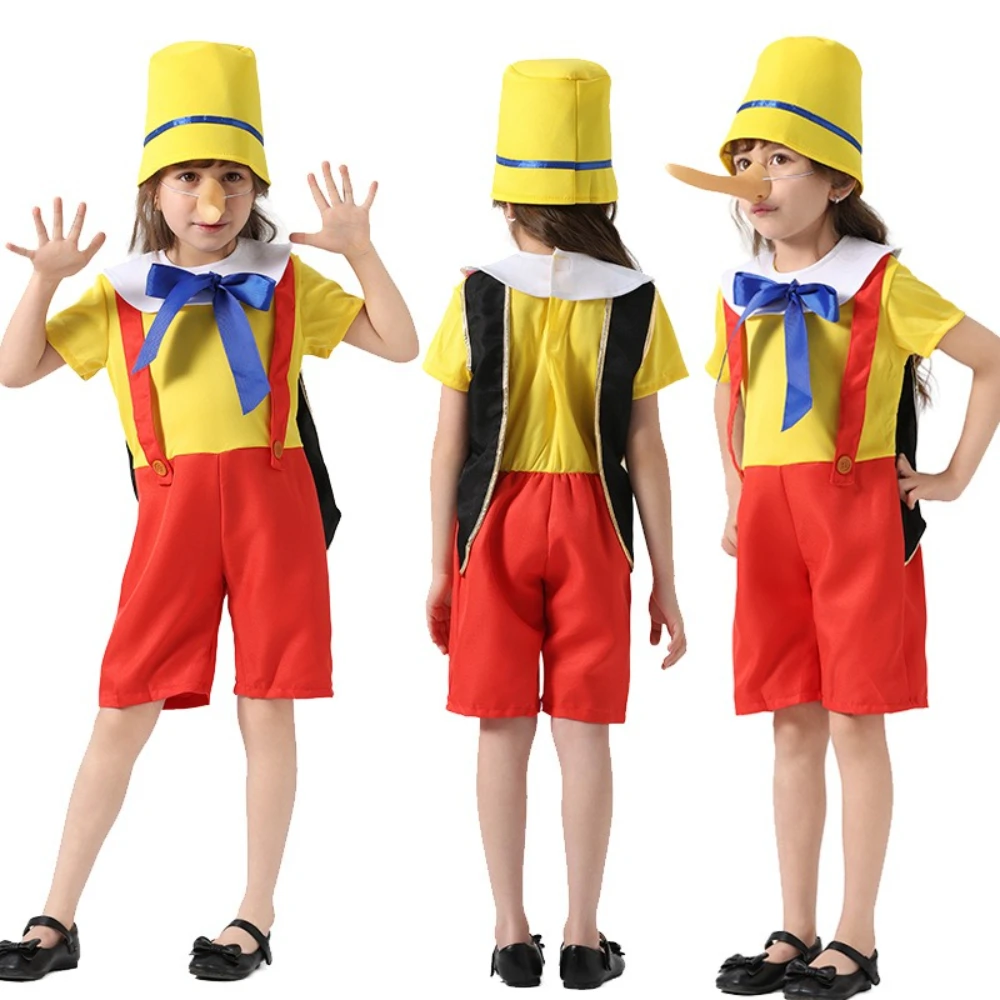 Pinocchio Cosplay Costume Birthday Boys Girls Party Clothes Kids Cartoon Character Rolecosplay Halloween Funny Costume with Nose
Pinocchio Cosplay Costume Birthday Boys Girls Party Clothes Kids Cartoon Character Rolecosplay Halloween Funny Costume with Nose