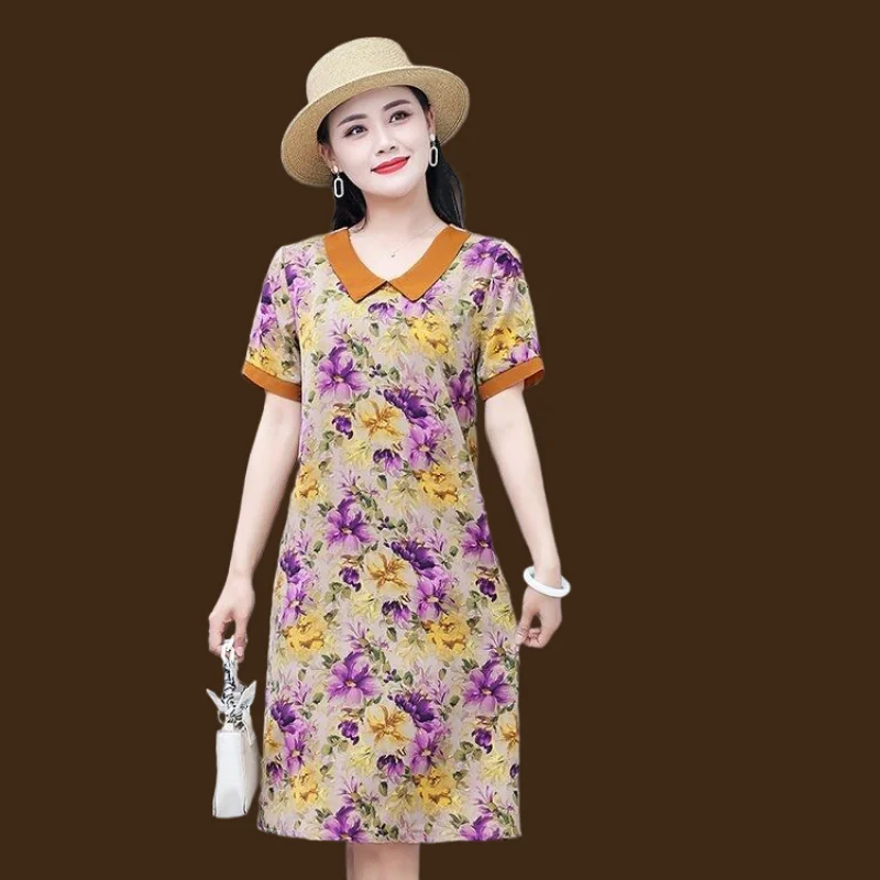 Women Summer Loose Large Size Appear Thin Floral Turn-down Collar Short Sleeve Midi Dress Women Clothes Casual Trend Dresses
Women Summer Loose Large Size Appear Thin Floral Turn-down Collar Short Sleeve Midi Dress Women Clothes Casual Trend Dresses