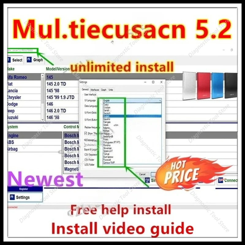 Горячая новинка 2026 года: программное обеспечение Multiecuscan V5.2+unlimited для сканеров Fiat/Chrysler/Dodge/Jeep/Suzuki (регистрировано)
Горячая новинка 2026 года: программное обеспечение Multiecuscan V5.2+unlimited для сканеров Fiat/Chrysler/Dodge/Jeep/Suzuki (регистрировано)