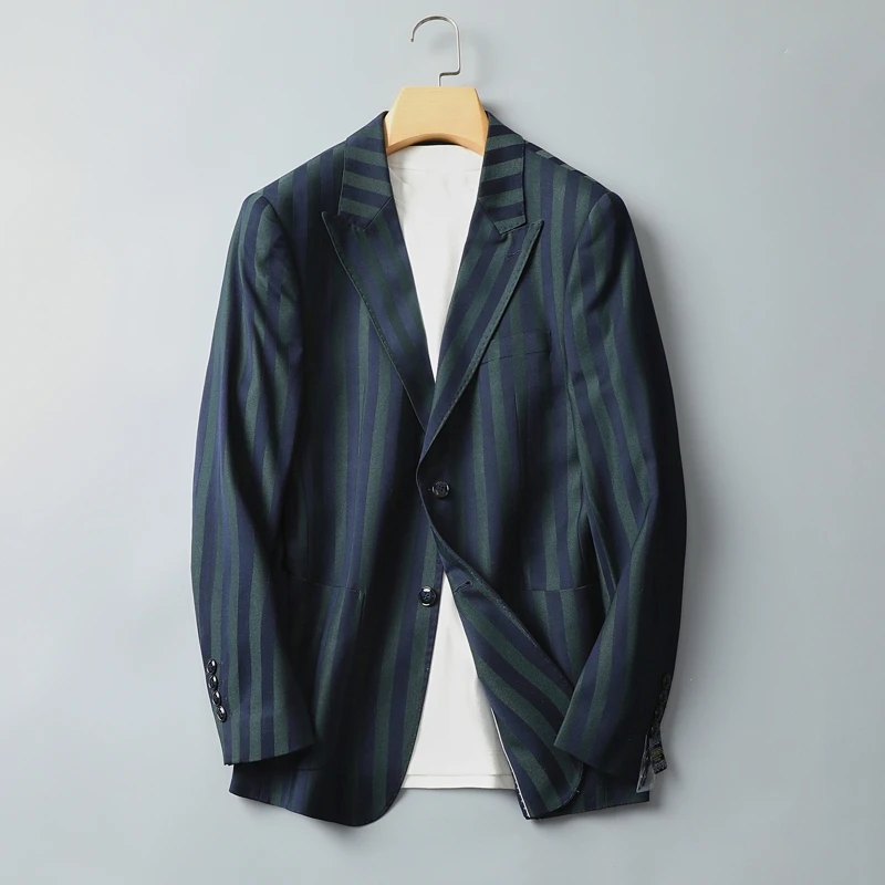 Мужской повседневный костюм Slim Fit в полоску, модный корейский стиль, из смесовой хлопковой ткани, с длинными рукавами, для осени, городской стиль
Мужской повседневный костюм Slim Fit в полоску, модный корейский стиль, из смесовой хлопковой ткани, с длинными рукавами, для осени, городской стиль