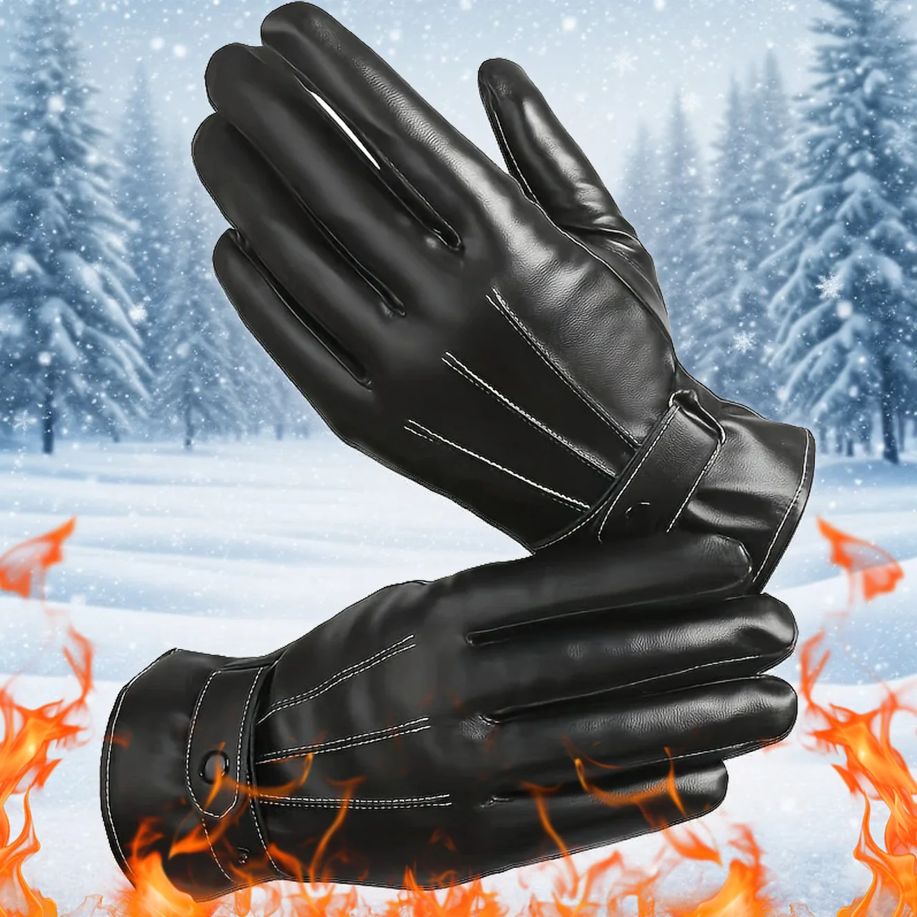 1 Pair Leather Black Gloves Touchscreen Winter with Plush Lining - Warm,Comfortable,Elastic Fit for Outdoor Cycling & Activities
1 Pair Leather Black Gloves Touchscreen Winter with Plush Lining - Warm,Comfortable,Elastic Fit for Outdoor Cycling & Activities