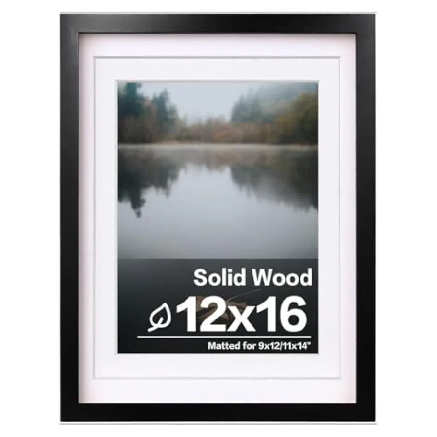 12x16 Picture Frame Black, Covered by Plexiglass Made of Solid Wood, Display Pictures 9x12 and 11x14 with Mat or 12x16 Without
12x16 Picture Frame Black, Covered by Plexiglass Made of Solid Wood, Display Pictures 9x12 and 11x14 with Mat or 12x16 Without
