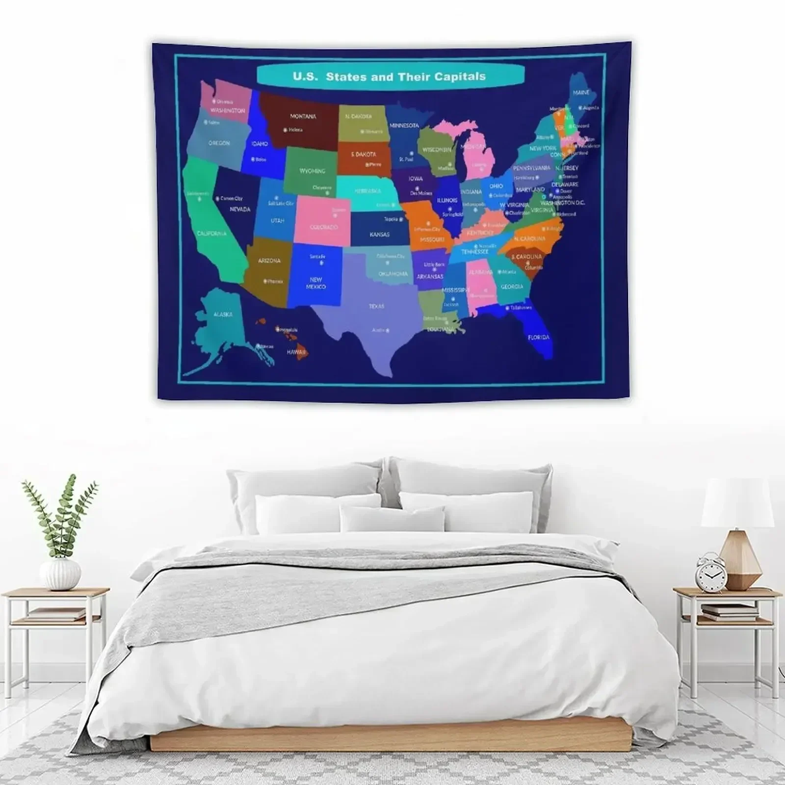 U.S. STATES and their CAPITALS MAP : print Tapestry Custom Room Aesthetic Decor Tapestry
U.S. STATES and their CAPITALS MAP : print Tapestry Custom Room Aesthetic Decor Tapestry