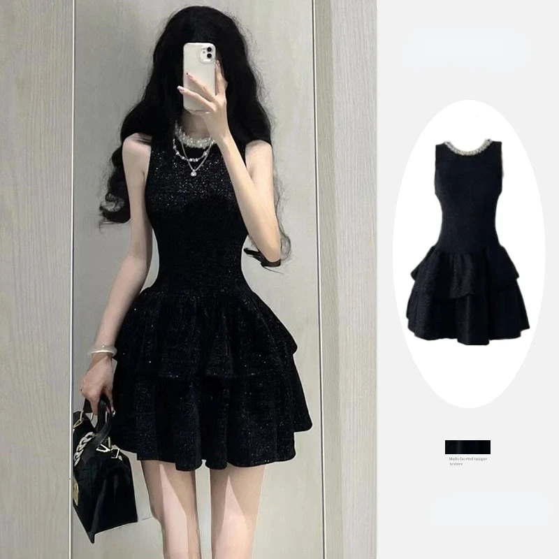 French Black Vintage A-line Dress Women 2024 Summer Sequins Y2k Design Elegant Even Party Dress Female Solid Korea Style Clothes
French Black Vintage A-line Dress Women 2024 Summer Sequins Y2k Design Elegant Even Party Dress Female Solid Korea Style Clothes