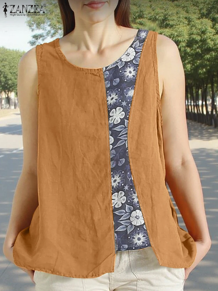 ZANZEA Summer Tank Tops Women Retro Blouses 2025 Elegant Spliced Sleeveless Tees Loose Casual Patchwork Blusas Floral Tunic
ZANZEA Summer Tank Tops Women Retro Blouses 2025 Elegant Spliced Sleeveless Tees Loose Casual Patchwork Blusas Floral Tunic