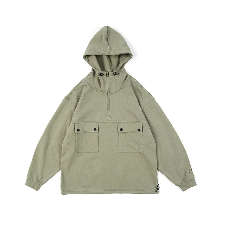 Men's Cargo Hoodies Loose Half Zipper Hoode Sweatshirts Three-Dimensional Pocket Vintage Pullovers Male
Men's Cargo Hoodies Loose Half Zipper Hoode Sweatshirts Three-Dimensional Pocket Vintage Pullovers Male