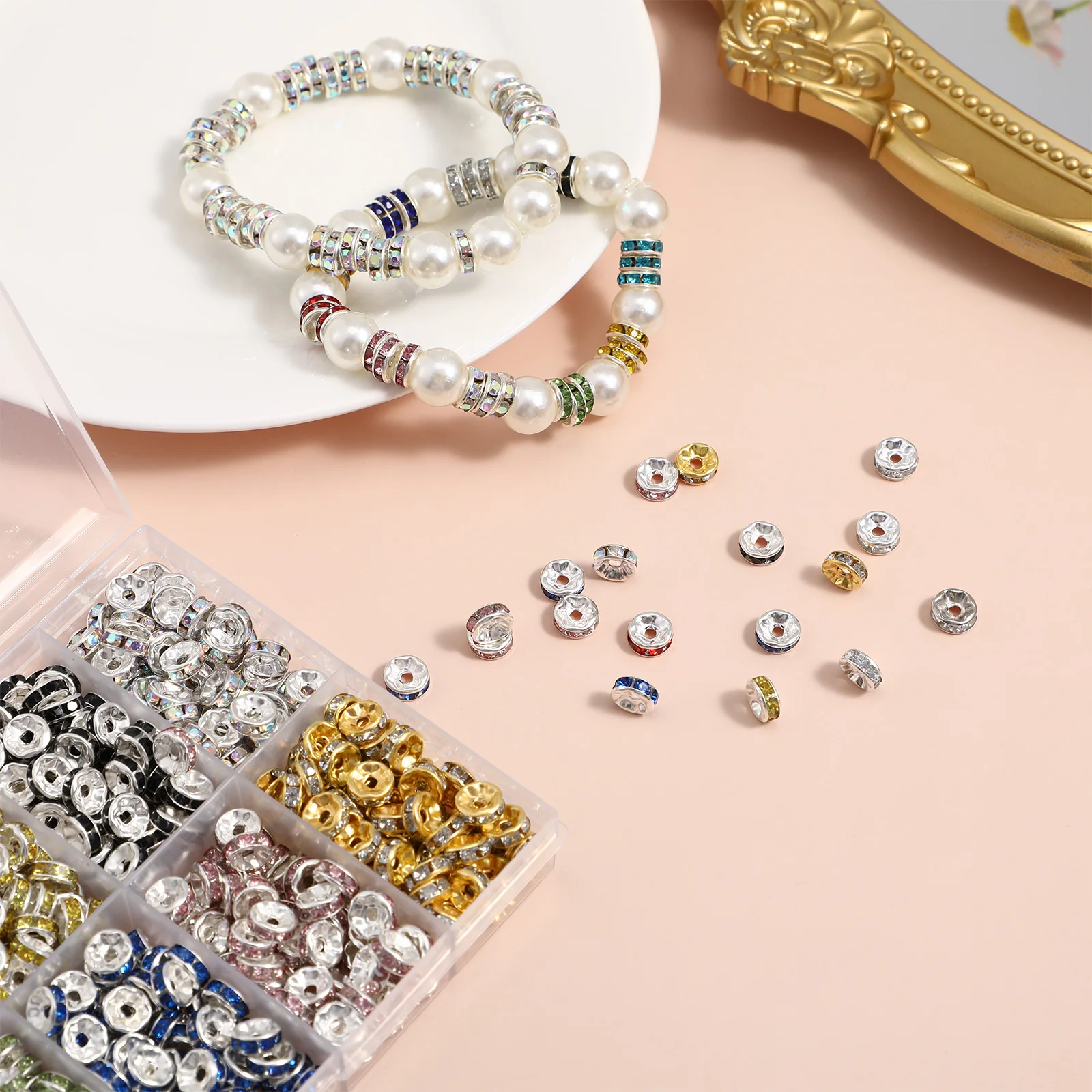 700pcs Rhinestone Bead Spacer Rondelle Multi Colored Jewelry DIY Craft Round Shiny Lightweight Premium for Necklaces
700pcs Rhinestone Bead Spacer Rondelle Multi Colored Jewelry DIY Craft Round Shiny Lightweight Premium for Necklaces