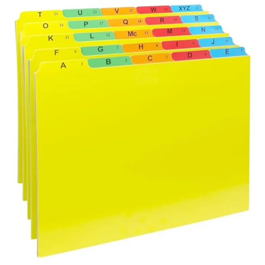 A-Z Alphabetical Hanging File Folder Guide Dividers, Heavyweight 5 Color Coded Tabs, Letter Size 1/5 Cut Positions, Heavy Duty
A-Z Alphabetical Hanging File Folder Guide Dividers, Heavyweight 5 Color Coded Tabs, Letter Size 1/5 Cut Positions, Heavy Duty