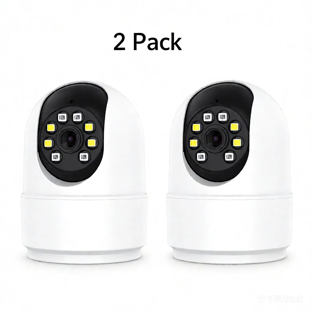 2-Piece Home Security Camera Set with Night Vision and 360-Degree Rotation
2-Piece Home Security Camera Set with Night Vision and 360-Degree Rotation