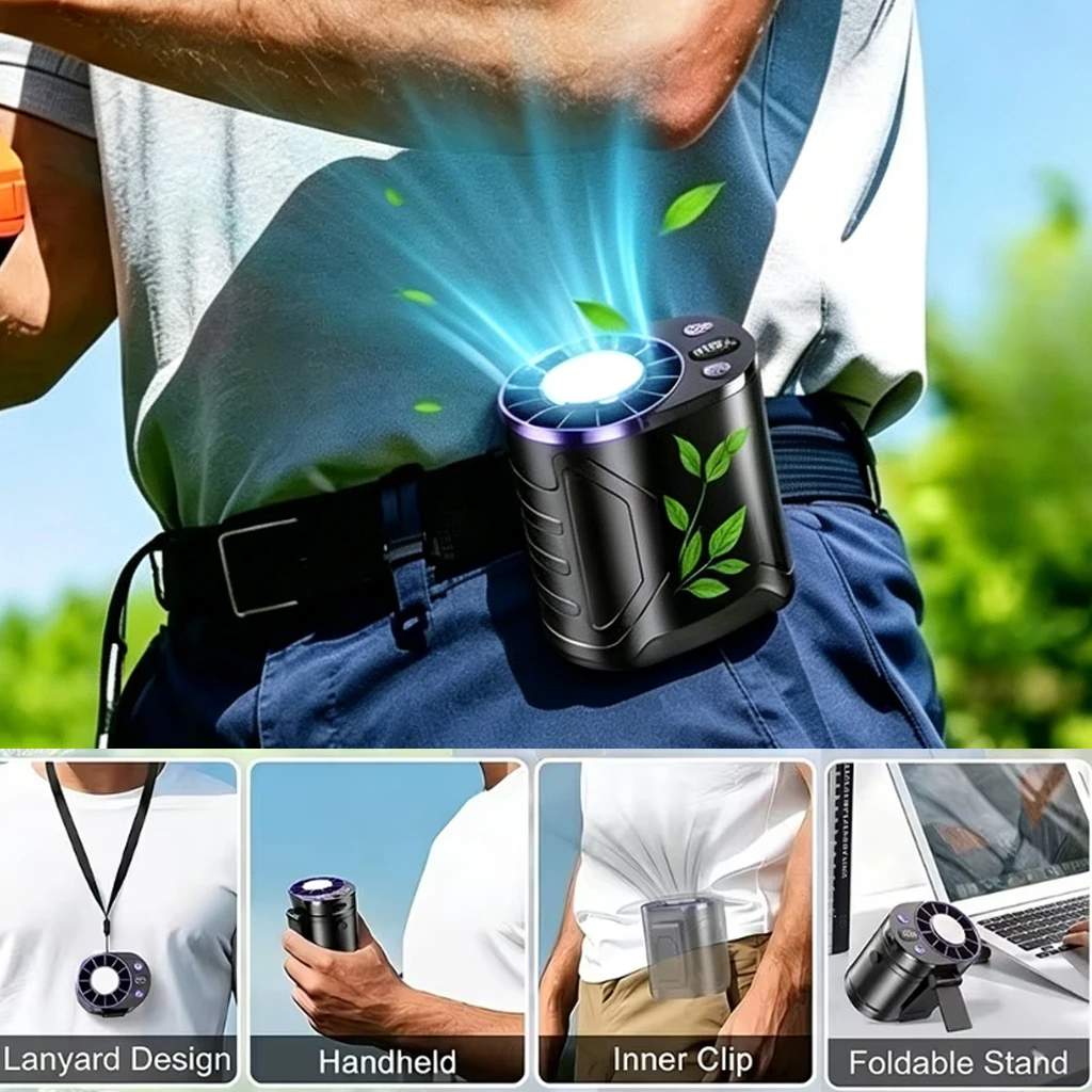 4 in 1 Wearable Waist Fan 5 Speeds 3000mAh Portable Neck Desk Handheld Clip on Fan with Flashlight for Outdoor Hiking Summer
4 in 1 Wearable Waist Fan 5 Speeds 3000mAh Portable Neck Desk Handheld Clip on Fan with Flashlight for Outdoor Hiking Summer