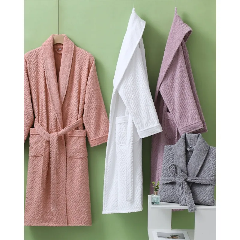 High End Hotel Bathrobespure Cotton Autumn and Winter Thick Long Jacquard Embossed Yukata Men's and Women's Couple Sleeping Robe
High End Hotel Bathrobespure Cotton Autumn and Winter Thick Long Jacquard Embossed Yukata Men's and Women's Couple Sleeping Robe