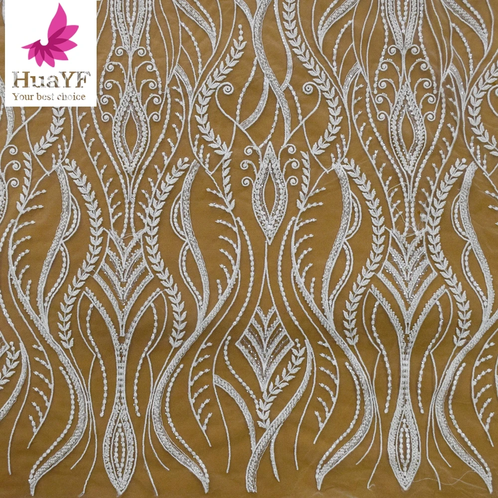 White Embroidery Mesh Fabric with Sequins and Beads Bridal Wedding Lace For 5 Yard HY1786-2
White Embroidery Mesh Fabric with Sequins and Beads Bridal Wedding Lace For 5 Yard HY1786-2