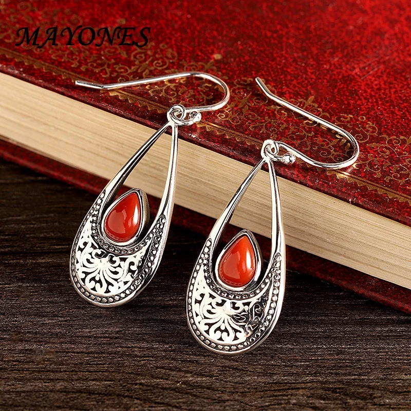 Original Genuine S925 Silver Jewelry Women's Indonesian Style South Red Earrings Retro Thai Silver Earrings
Original Genuine S925 Silver Jewelry Women's Indonesian Style South Red Earrings Retro Thai Silver Earrings