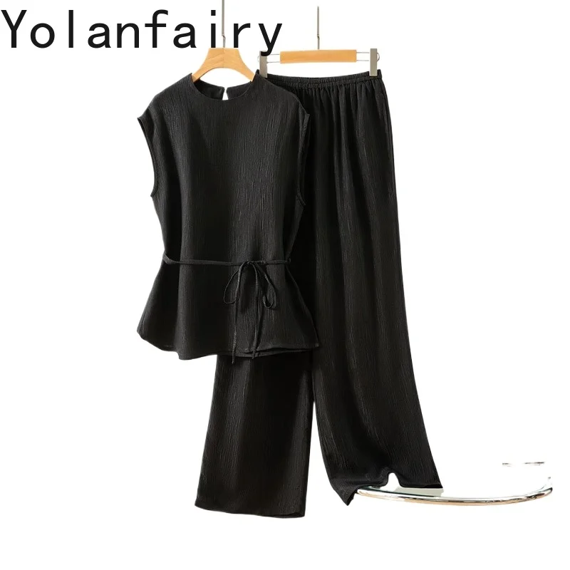 YOLANFAIRY Genuine Gauze Silk 2 Piece Sets Women Elegant 20mm 100% Mulberry Silk Woman 2 Piece Outfit Set Sleeveless Top Pants
YOLANFAIRY Genuine Gauze Silk 2 Piece Sets Women Elegant 20mm 100% Mulberry Silk Woman 2 Piece Outfit Set Sleeveless Top Pants