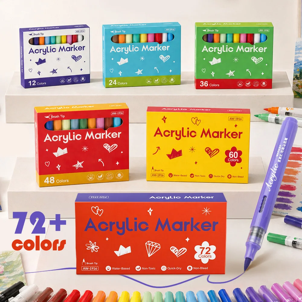 12/24/36/48/60/72 Acrylic Markers Set Waterproof Quick-Drying Professional Painting Art Creation Graffiti Crafts DIY Draw Tools
12/24/36/48/60/72 Acrylic Markers Set Waterproof Quick-Drying Professional Painting Art Creation Graffiti Crafts DIY Draw Tools