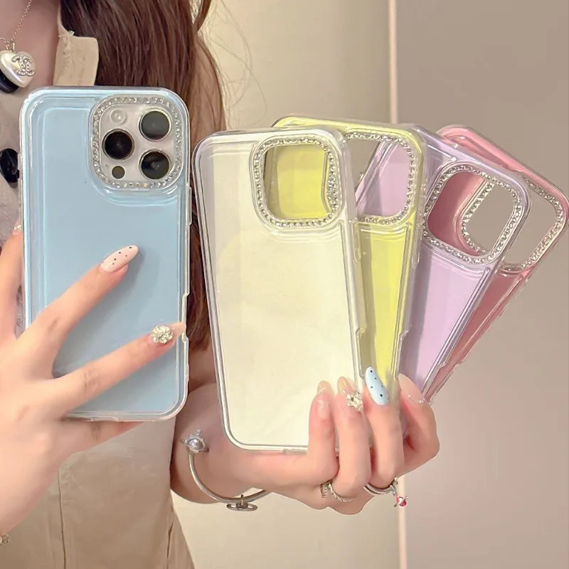 New Korean INS Rhinestone Lens Frame Clear Candy Color 2 in 1 Phone Case For iPhone 16 15 14 13 12 Pro Max Protective Cover
New Korean INS Rhinestone Lens Frame Clear Candy Color 2 in 1 Phone Case For iPhone 16 15 14 13 12 Pro Max Protective Cover