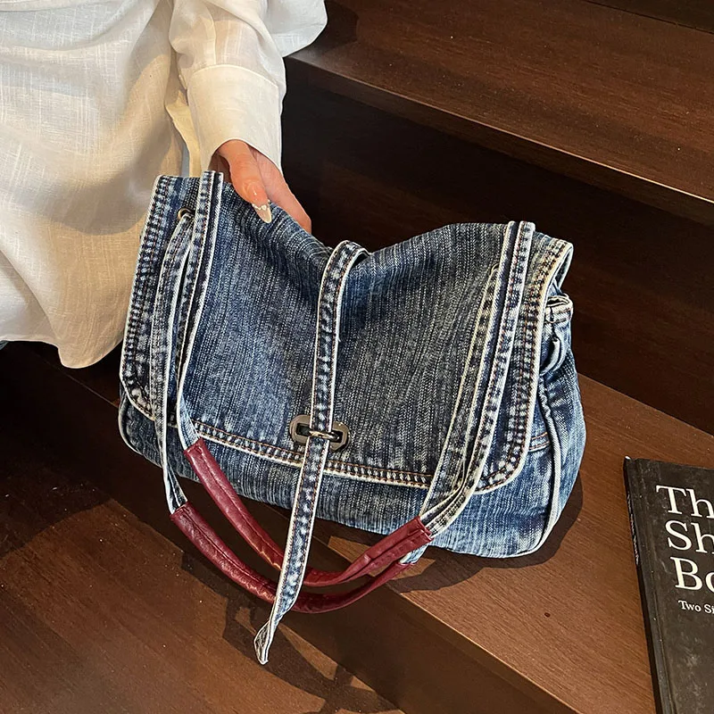 Simple Versatile Denim Shoulder Bags Women Summer New Large Capacity Crossbody Bag Students School Underarm Bag
Simple Versatile Denim Shoulder Bags Women Summer New Large Capacity Crossbody Bag Students School Underarm Bag