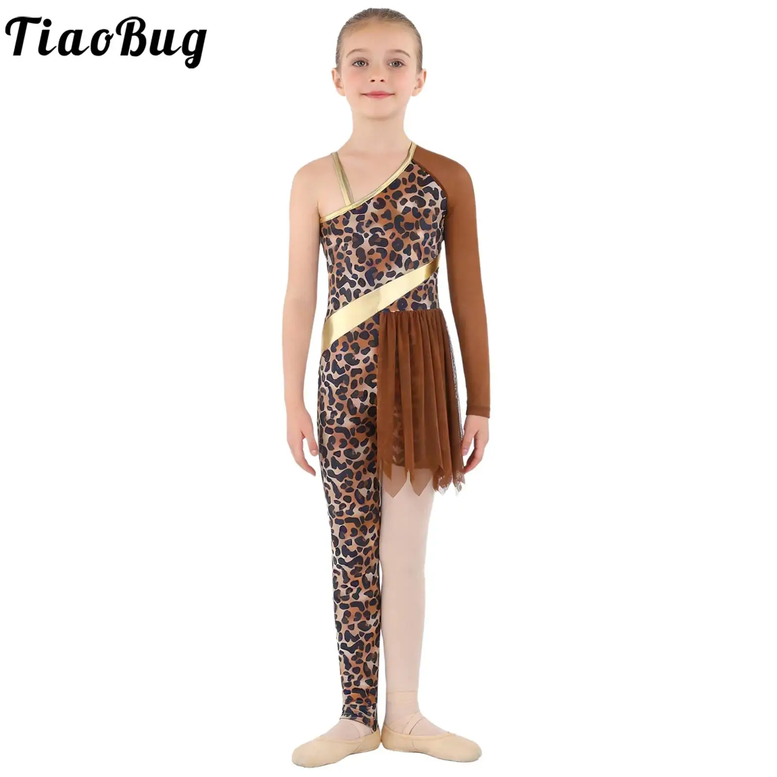 Kids Girls Cave Costume Ballet Gymnastics Dance Leotards Skating Asymmetrical Leopard Print Jumpsuit Halloween Performance Gown
Kids Girls Cave Costume Ballet Gymnastics Dance Leotards Skating Asymmetrical Leopard Print Jumpsuit Halloween Performance Gown