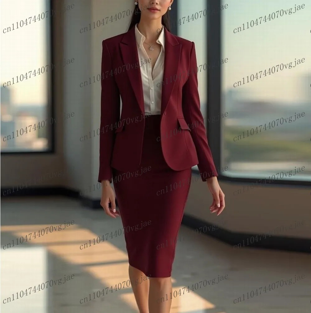 Formal Burgundy Blazer And Skirt Women Suits Lady Business Tuxedos Mother Wedding Party Ladies 2 Piece Set Jacket Skirt
Formal Burgundy Blazer And Skirt Women Suits Lady Business Tuxedos Mother Wedding Party Ladies 2 Piece Set Jacket Skirt