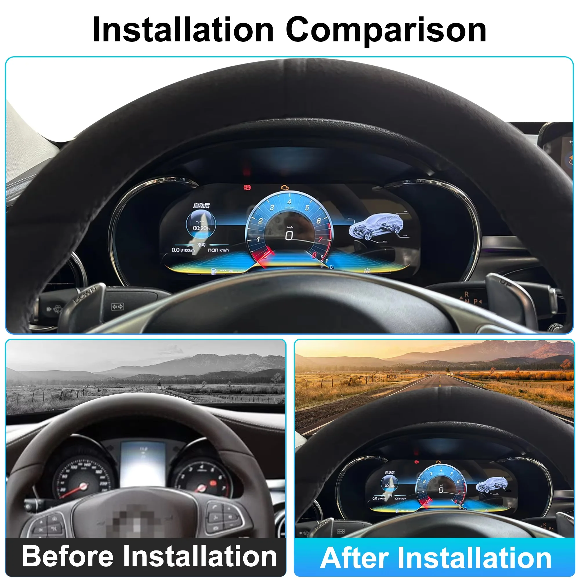 Digital Dashboard Instrument Cluster For Mercedes Benz C/GLC Class Virtual Cockpit Speedometer Dash Panel Car accessories Linux