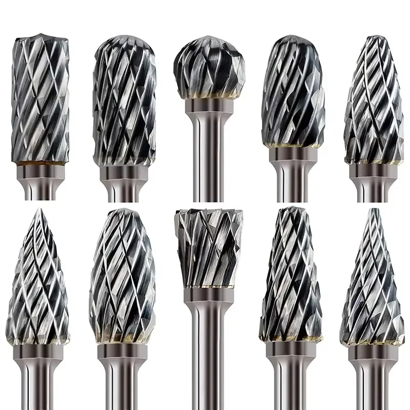 10pcs Carbide Burr Set, Hard Alloy Tungsten Steel Double Cut Rotary File Milling Cutter Head, Woodworking Grinding Carvin
10pcs Carbide Burr Set, Hard Alloy Tungsten Steel Double Cut Rotary File Milling Cutter Head, Woodworking Grinding Carvin