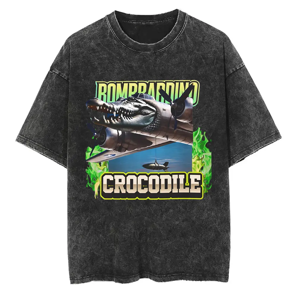 Vintage Washed Bombardiro Crocodilo Funny Plane Bomber Crocodile Meme T-shirts Men's Summer Cotton T Shirt Casual Humor T Shirts
Vintage Washed Bombardiro Crocodilo Funny Plane Bomber Crocodile Meme T-shirts Men's Summer Cotton T Shirt Casual Humor T Shirts