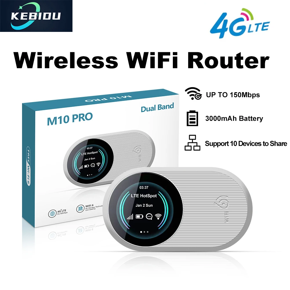 Мобильный Wi-Fi роутер Kebidu 4G LTE WiFi 6, 150 Мбит/с, 2,4 ГГц/5 ГГц, с SIM-картой, модем, портативный, для путешествий, MiFi Hotspot, до 10 пользователей, аккумулятор 3000 мАч
Мобильный Wi-Fi роутер Kebidu 4G LTE WiFi 6, 150 Мбит/с, 2,4 ГГц/5 ГГц, с SIM-картой, модем, портативный, для путешествий, MiFi Hotspot, до 10 пользователей, аккумулятор 3000 мАч