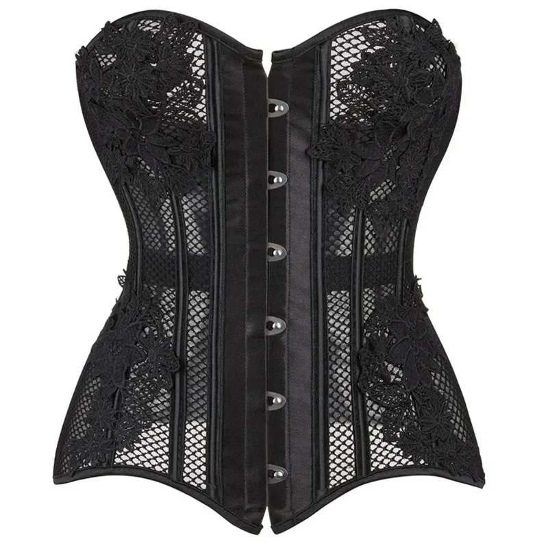 Women's Black Mesh Corset Top Breathable Hollow Out Overbust Lace Up Bustier Vintage Victorian Lingerie
Women's Black Mesh Corset Top Breathable Hollow Out Overbust Lace Up Bustier Vintage Victorian Lingerie