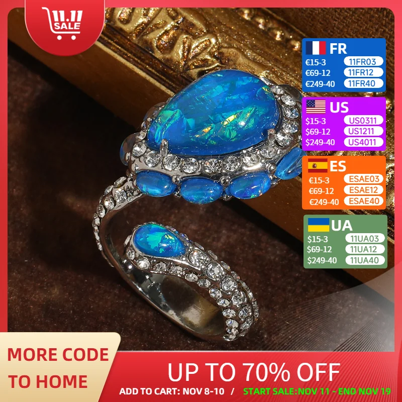 Vintage Opal Ring Natural Blue Water Droplet For Women Open Silver Color Rhinestone Luxury Jewelry Quality Wedding 2025 Beach
Vintage Opal Ring Natural Blue Water Droplet For Women Open Silver Color Rhinestone Luxury Jewelry Quality Wedding 2025 Beach