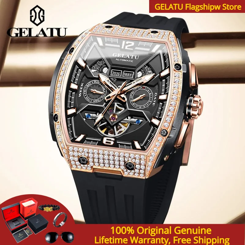 GELATU 6016 Men Watch Luxury Original Tonneau Large Dial Diamond Hollow Men Mechanical Watch Waterproof Date Men Automatic Watch
GELATU 6016 Men Watch Luxury Original Tonneau Large Dial Diamond Hollow Men Mechanical Watch Waterproof Date Men Automatic Watch