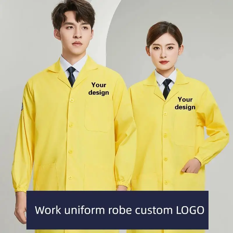 Long Sleeved Coat Dust-free Workshop Electronic Factory Work Clothes Loose Fitting Men Women Mechanical Long Jacket Print LOGO
Long Sleeved Coat Dust-free Workshop Electronic Factory Work Clothes Loose Fitting Men Women Mechanical Long Jacket Print LOGO