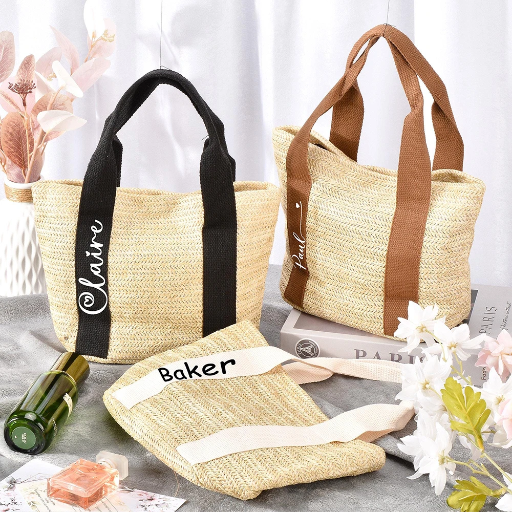 Personalized Shoulder Tote Bag Women's Handbag Customized Beach Bag Gifts for Her Straw Beach Tote Vacation Bag with Letters 
Personalized Shoulder Tote Bag Women's Handbag Customized Beach Bag Gifts for Her Straw Beach Tote Vacation Bag with Letters