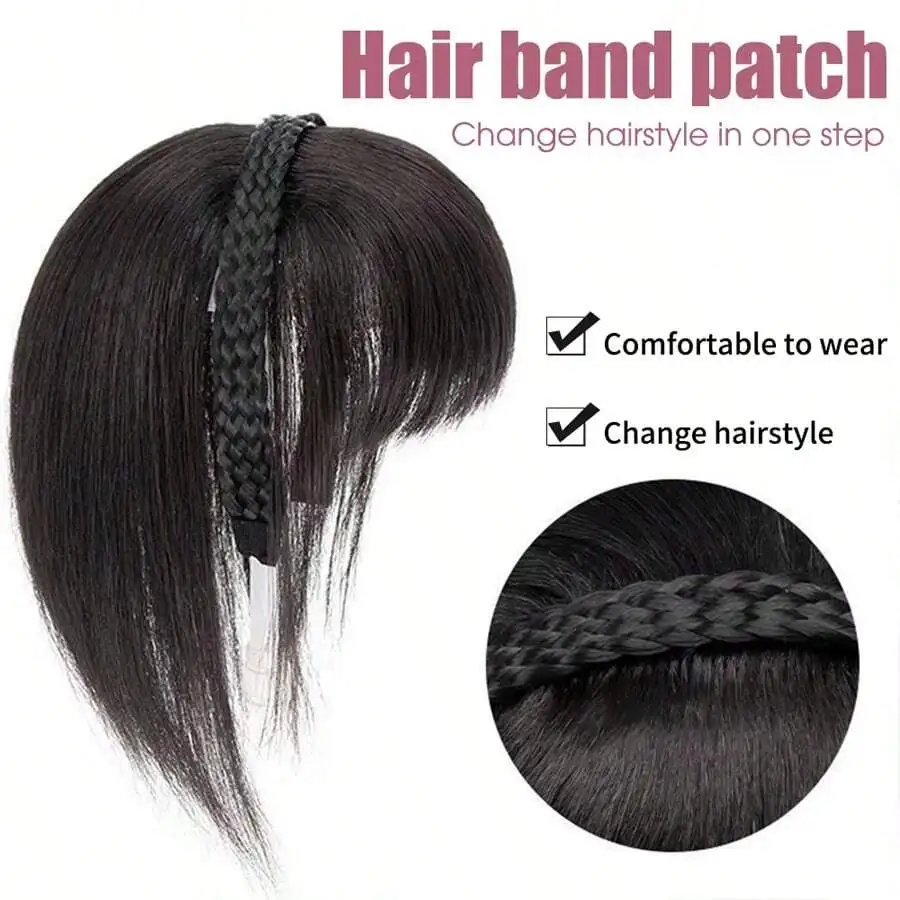 Braided Hair Band Patch With Straight Synthetic Bangs Clip-On Hairpiece For Women, Comfortable Instant Style Change
Braided Hair Band Patch With Straight Synthetic Bangs Clip-On Hairpiece For Women, Comfortable Instant Style Change