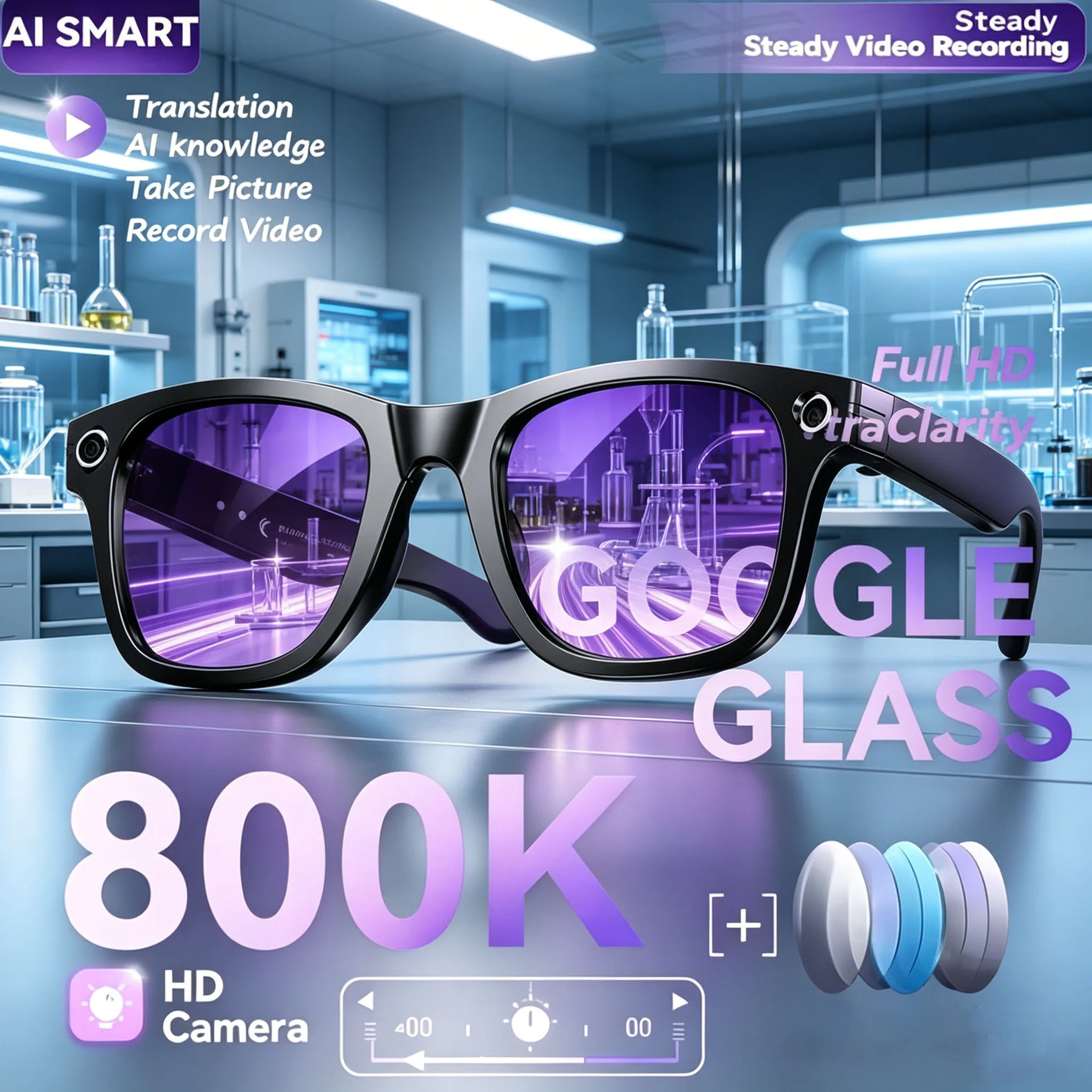 Glow AI Smart Glasses New 800W Camera AI Glasses Men Color-Changing Smart Translation Glasses Video Recording Smart Sunglasses
Glow AI Smart Glasses New 800W Camera AI Glasses Men Color-Changing Smart Translation Glasses Video Recording Smart Sunglasses