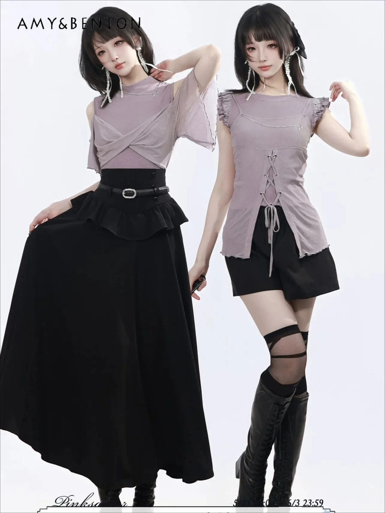College Style Girl Sweet Ruffle Edge Off-shoulder Short-sleeved Slim Top Skirt Set Summer New Sweet and Cool Spice Girl Y2K Sets
College Style Girl Sweet Ruffle Edge Off-shoulder Short-sleeved Slim Top Skirt Set Summer New Sweet and Cool Spice Girl Y2K Sets