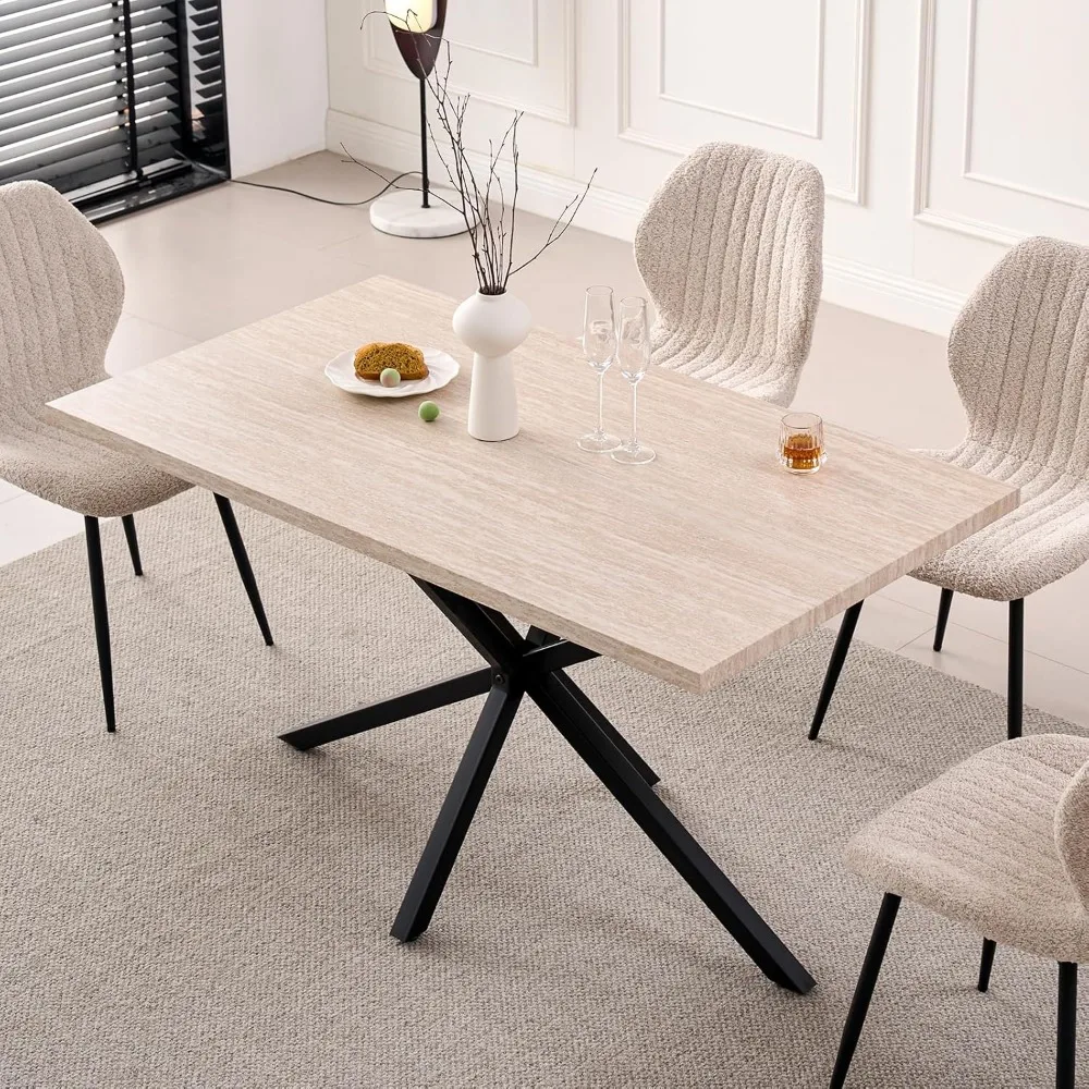 55.1" Dining Table for 2 4 Person, Small Rectangular Mid Century Modern Kitchen Table with Metal Cross Legs
55.1" Dining Table for 2 4 Person, Small Rectangular Mid Century Modern Kitchen Table with Metal Cross Legs