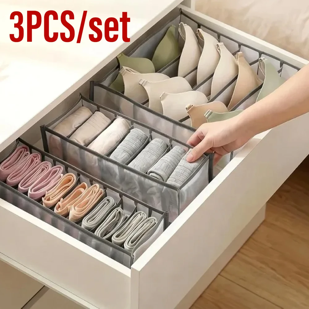 3PCS Underwear Drawer Organizer Storage Box Trancparent Mesh Drawer Divider Foldable Closet Organizers for Underpants Socks Bra
3PCS Underwear Drawer Organizer Storage Box Trancparent Mesh Drawer Divider Foldable Closet Organizers for Underpants Socks Bra