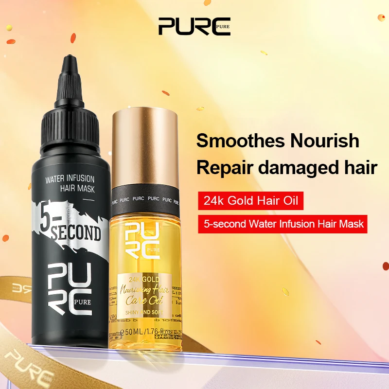 PURC 24K Gold Hair Oil & 5-second Keratin Treatment Hair Mask Smoothing Repair Damaged Hair Soft Nourishing Hair Care Products
PURC 24K Gold Hair Oil & 5-second Keratin Treatment Hair Mask Smoothing Repair Damaged Hair Soft Nourishing Hair Care Products
