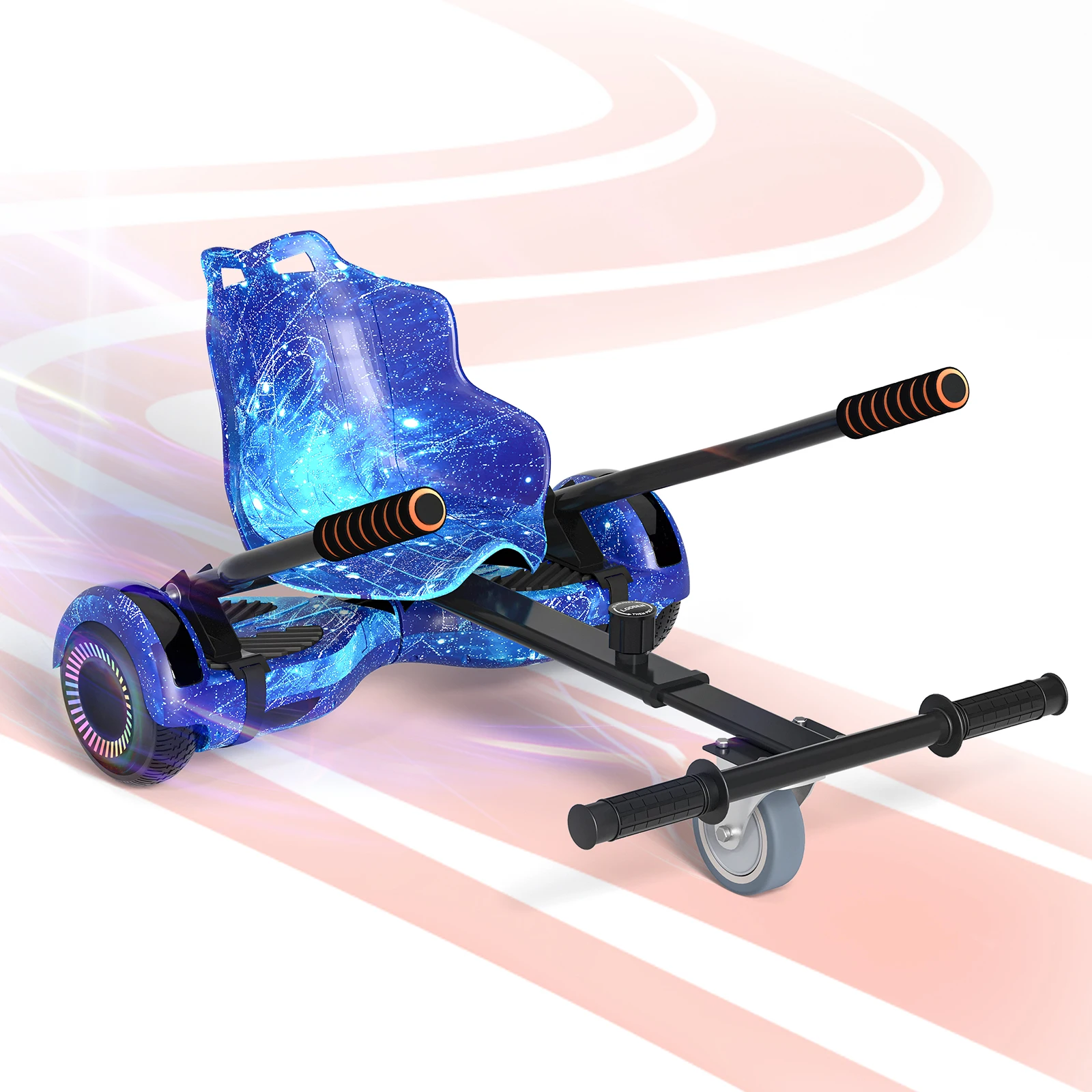 Scooter with Adjustable Seat Attachment, 6.5" All-Terrain Self Balancing Scooter, LED Lights & Bluetooth for Kids and Adults, Black
Scooter with Adjustable Seat Attachment, 6.5" All-Terrain Self Balancing Scooter, LED Lights & Bluetooth for Kids and Adults, Black