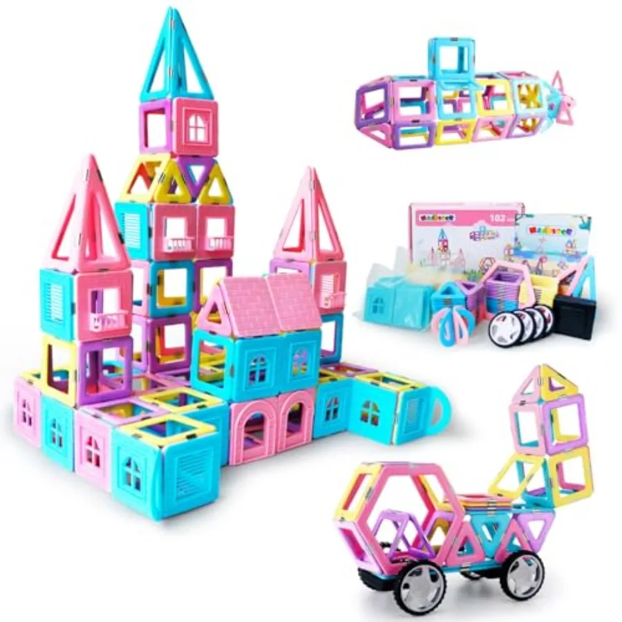 Pieces Magnetic Tiles Toys for 3 4 5 Year Old Girls Boys, Castle Magnet Toy Building Block for Toddlers, Magnetic Blocks Educat
Pieces Magnetic Tiles Toys for 3 4 5 Year Old Girls Boys, Castle Magnet Toy Building Block for Toddlers, Magnetic Blocks Educat